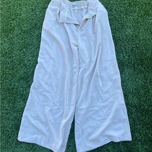 Wide Leg Tan Trousers | Size Medium